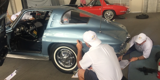 Close-up of restored Corvette interior details
