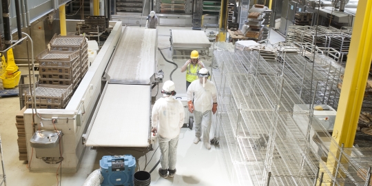 Facility maintenance and cleaning for bakery production