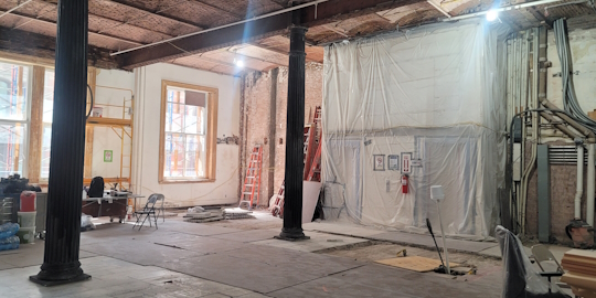 Work in progress at Soho-Cast Iron District showing dry ice cleaning